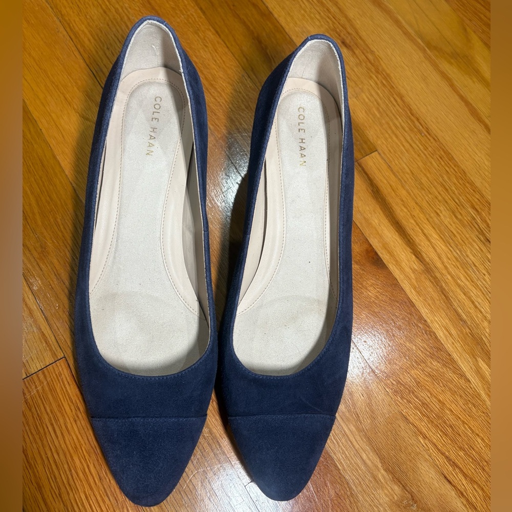 Cole Haan Grand.oS Alanna Blue suede Block Heels Size 9.5 - Picture 8 of 11